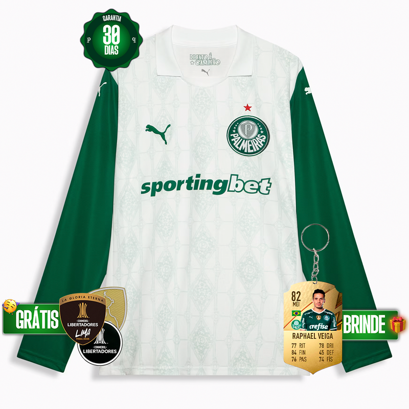 Camisa Palmeiras Manga Longa Away 2025/26 +5 PRESENTES HOJE! 🎁
